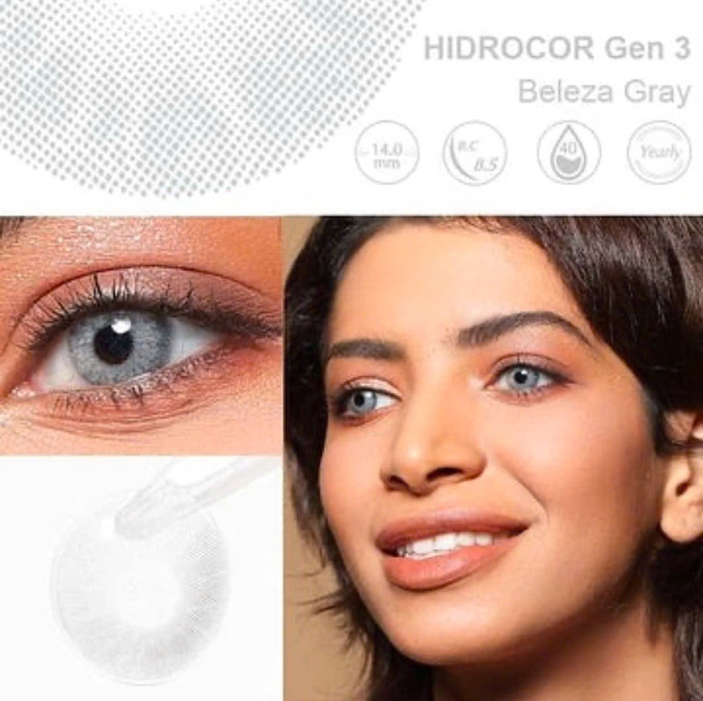 FRESHGO HIDROCOR GEN 3 BELEZA GRAY (GREY) COSMETIC COLORED CONTACT LENSES